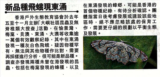 New Species of Moths Appearing in Tung Chung