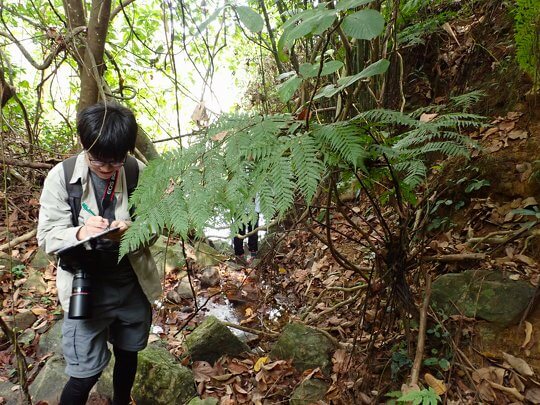 Ecological surveyor busy recording the species encountered on that day